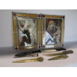 Two panels of stained glass, the Virgin Mary and a Baby Jesus and Her Walther vo dear Vogelweide and