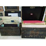 Two small strong boxes containing a collection of mixed ephemera to include a late 19th century