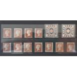 A group of eleven Mint 1854-57 1d reds (shades) p16, small crown WMKs - a mix of M, part-gum and