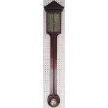 A Georgian style stick barometer by Colin Campbell, Milltimber 1944, the dial angling related