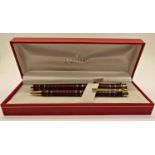 Sheaffer Targa 1043 Prestige burgundy fountain and ball point pens in original box