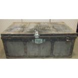 A vintage Dilkes & Sons trade mark Wolverhampton re-enforced tin trunk, patent number 23596/27,