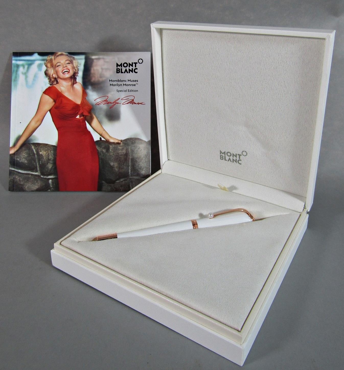 A Mont Blanc Muses Marilyn Monroe's special collection pearl coloured rollerball pen, with box and