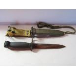 An American Army issue M8 A1 bayonet, complete with scabbard and leg tie. 34cm