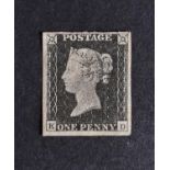 GB 1840 1d Black (KD) Mint, hinge remain, four fair to very large margins, clean and very fresh