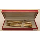 Sheaffer Fasion 270 gold plated fountain, rollerball, ballpoint pens and pencil with box