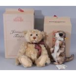 Two Steiff toys 'Millennium Bear' and 'Mungo'; teddy bear no 670374 has height 43cm with blonde