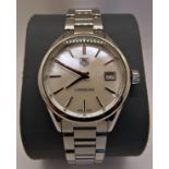 Tag Heuer Carrera pearl and stainless steel wrist watch (never worn), 32 mm diameter with box, no