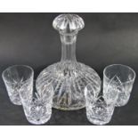 A quantity of late 20th century glassware including a decanter, a water jug, twelve tumblers, four