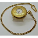 Contemporary gold plated half hunter pocket watch Woodfords with chain (running)