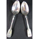 Two Victorian silver serving spoons, both 23cm approx, one London 1845, maker John West, the other
