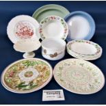 Six Wedgwood Derwent pattern soup bowls, a collection of Wedgewood Calendar plates, etc