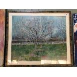 After Vincent Van Gogh (1853-1890) - 'Orchard in Blossom' print on paper in foliate decorated frame