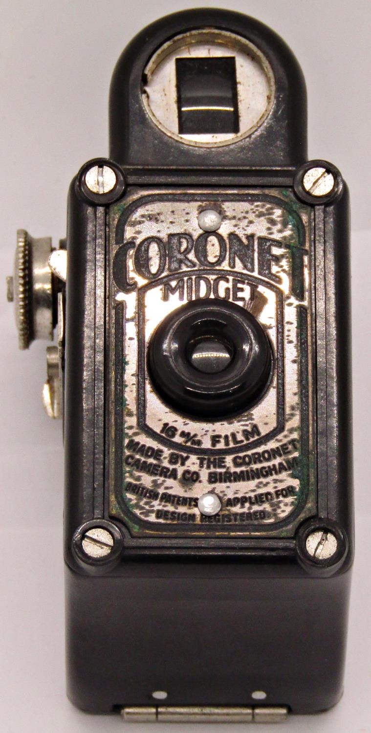 Pair of 19th miniature kid gloves 12cm max length and a coronet midget camera with black Bakelite - Image 3 of 4