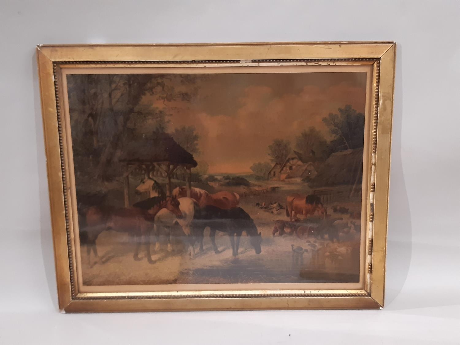 Three c.19th century framed works to include: A. L. Ralli? - watercolour of figure and animals in - Image 3 of 4