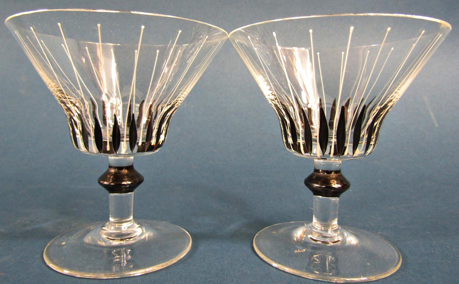 A quantity of very fine Victorian glasses, four gold rimmed Champagne bowls - Image 6 of 6