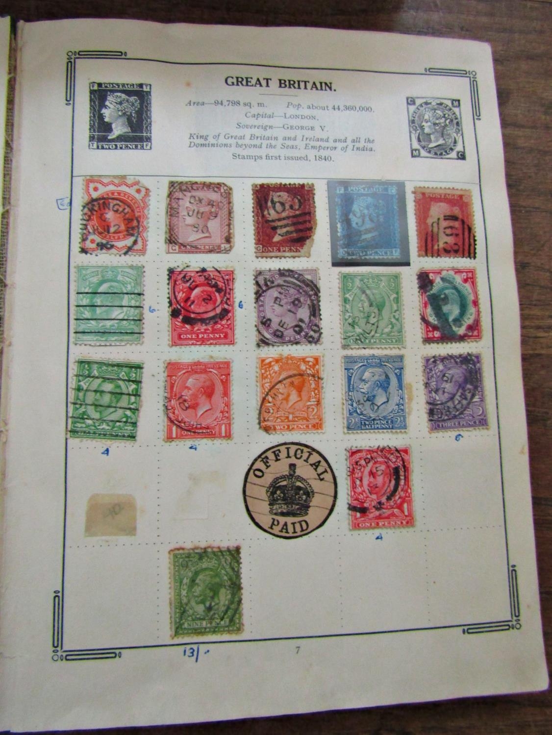 A stamp book containing British and worldwide stamps including a penny red and two penny blue - Image 2 of 3