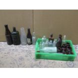 A collection of vintage excavated bottles of varying size and design, together with an Atlas China