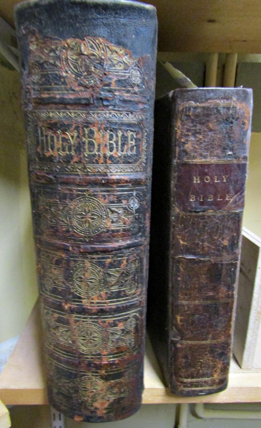 A 19th century leather bound Holy Bible together with Brown's Self Interpreting Family Bible with