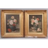 Two 19th century gilt framed still life lithographs on embossed card, 37 x 47 cm each (2)