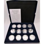 Twelve proof silver £5 coins, Victoria Cross Winner, Alderney, boxed