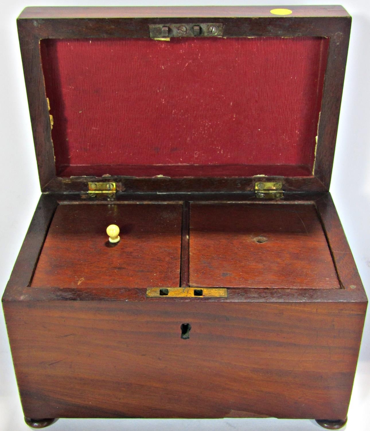 19th century mahogany tea caddy (af)and a silver mounted wooden photo frame. - Image 3 of 3