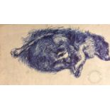 Robert Oscar Lenkiewicz (1941-2002) - Two sketches of a dog lying down, one with annotations