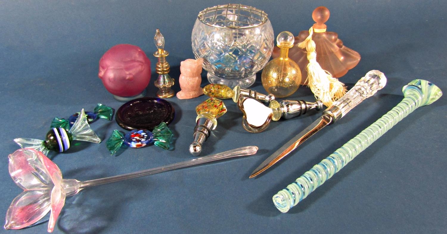 A miscellaneous collection of glass ware, including a set of five Bristol and Clifton Golf Club wine