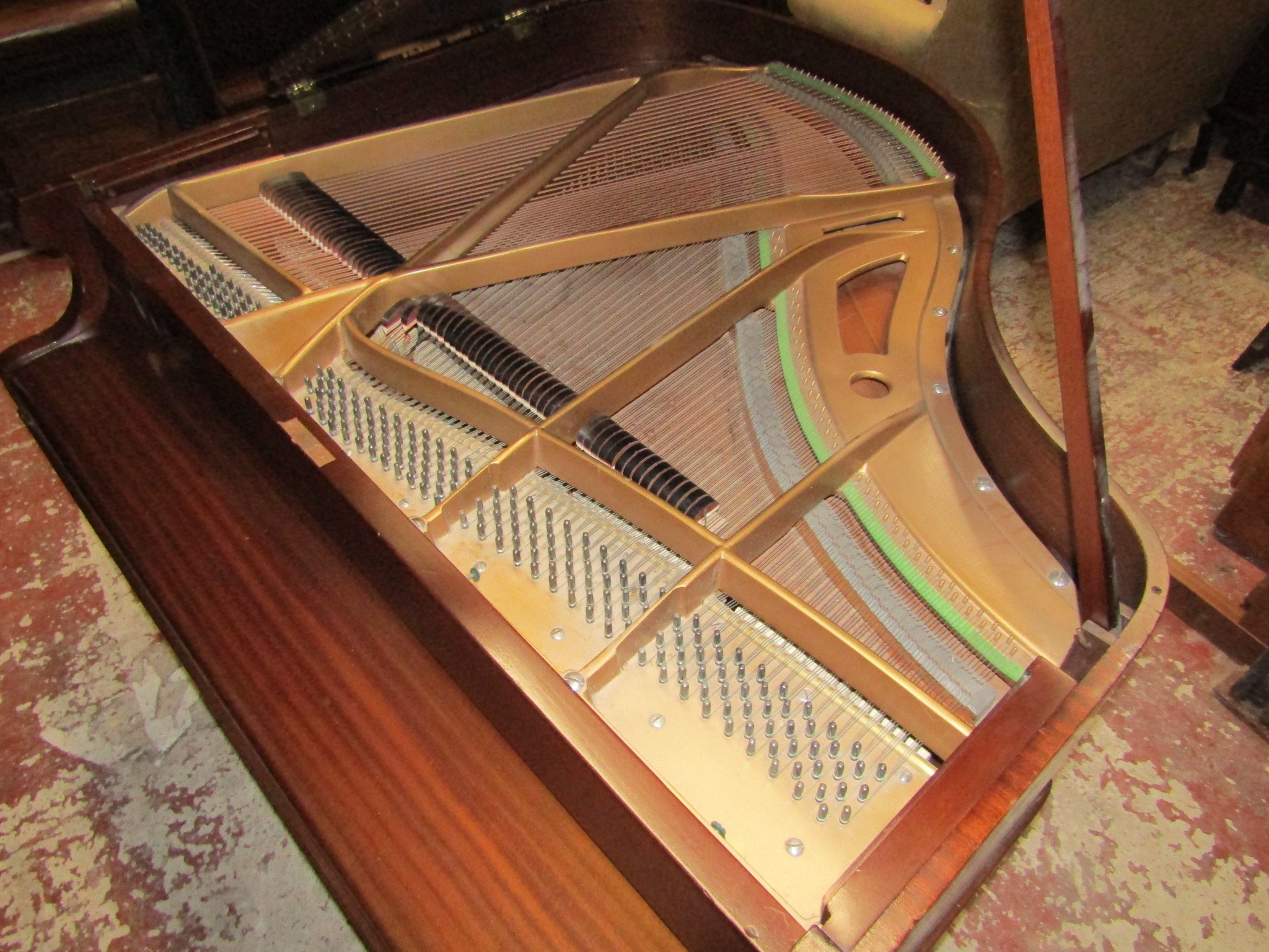 A Baby Grand Piano retailed by Duck Son & Pinker in a polished mahogany cased raised on three square - Image 4 of 4