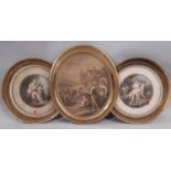Three framed prints to include: After F. Bartolozzi - two coloured lithographs of woman and cupid in