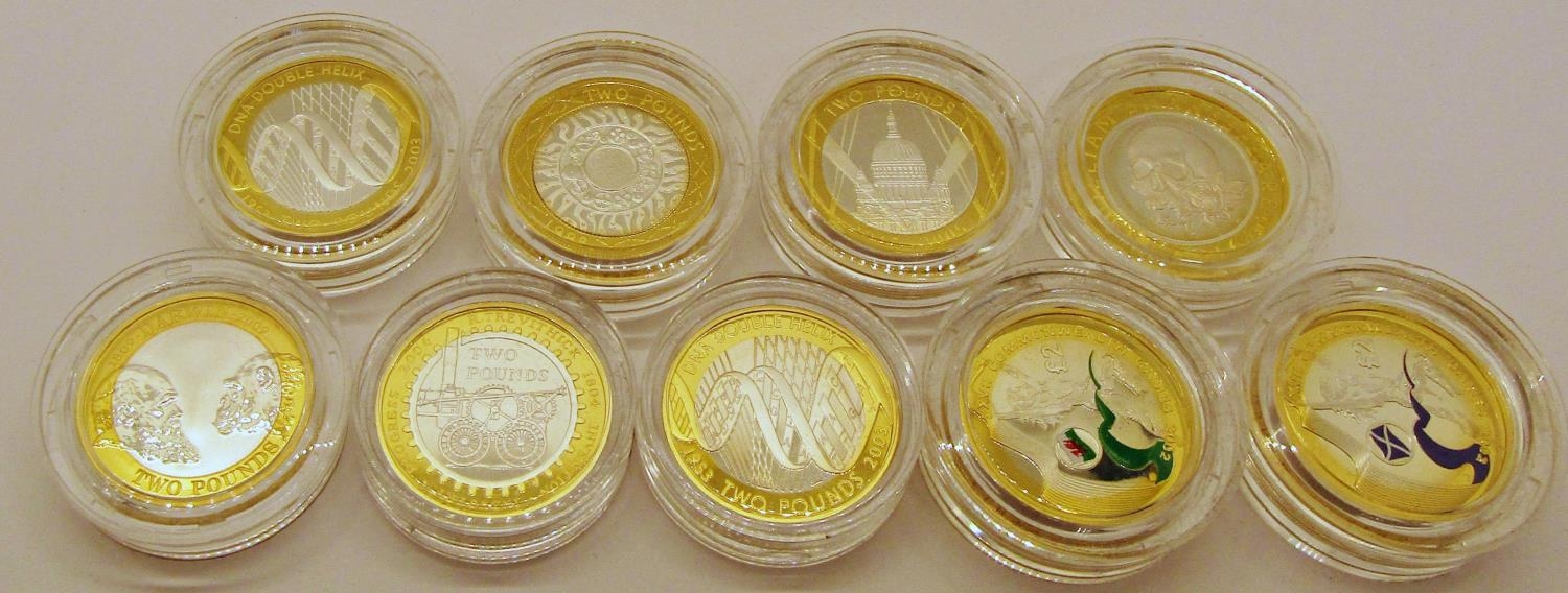 Nine silver proof £2 coins including four Piedforts, Welsh Commonwealth Games, WWII 60th - Image 2 of 11