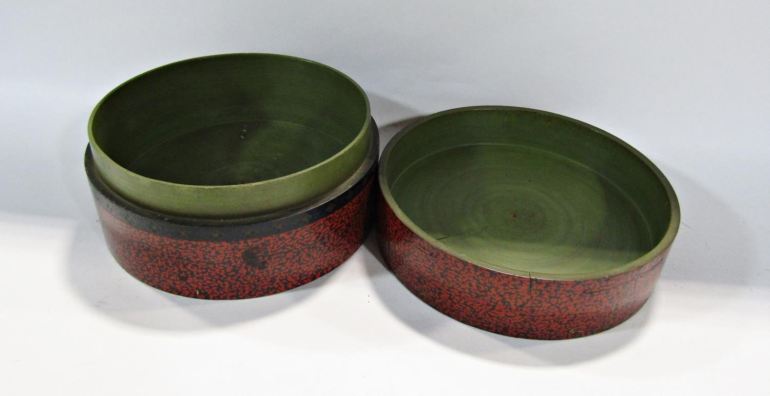 Three South East Asian lacquered coiled bamboo boxes, and an oval black lacquered box. - Image 4 of 4