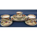 A quantity of Chamberlains Worcester Orphan Dragon pattern tablewares comprising two rectangular
