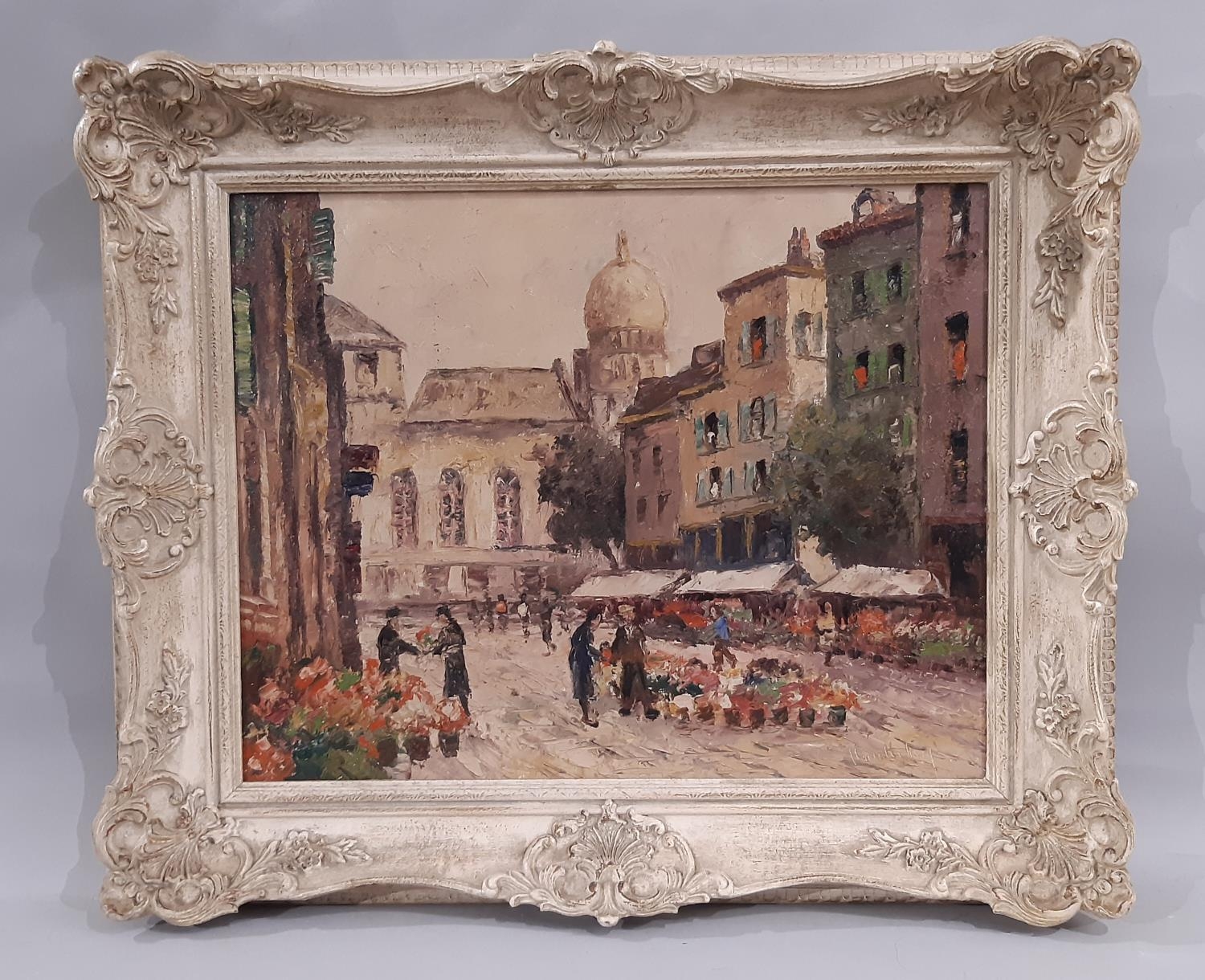 French School - Montmartre Street Scene, oil on canvas, indistinctly signed lower right, 40 x 50 cm,