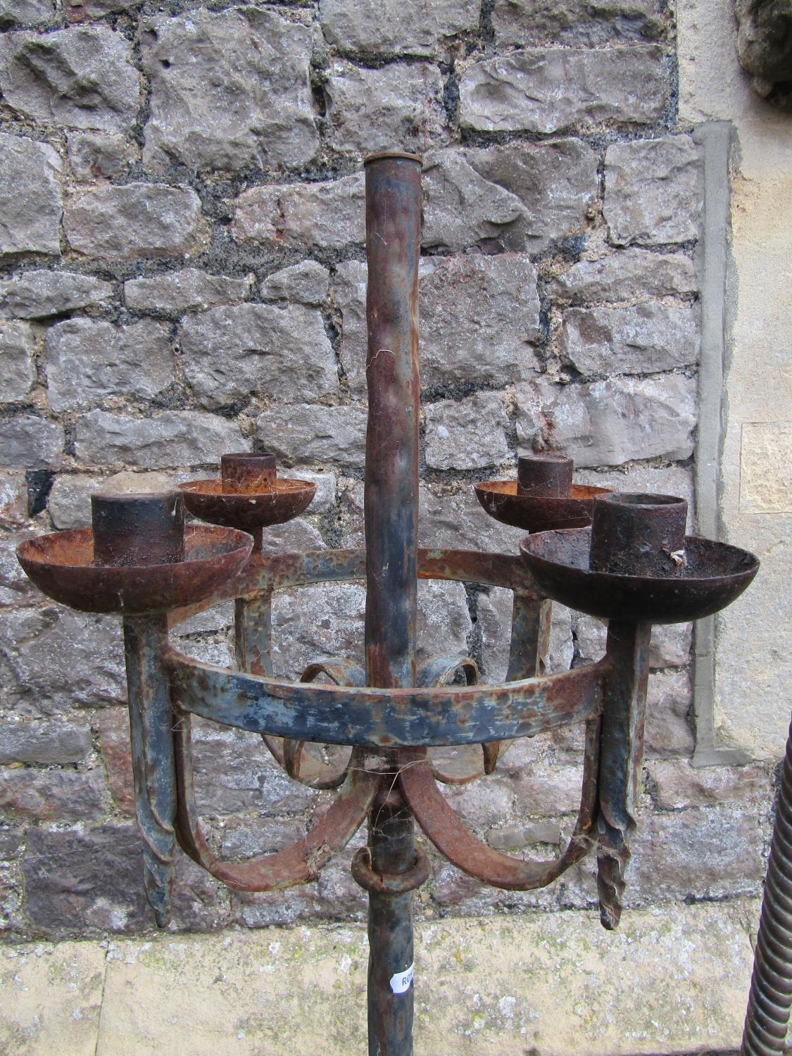 A Victorian cast brass telescopic oil lamp standard, (later converted to electricity) together - Image 2 of 4