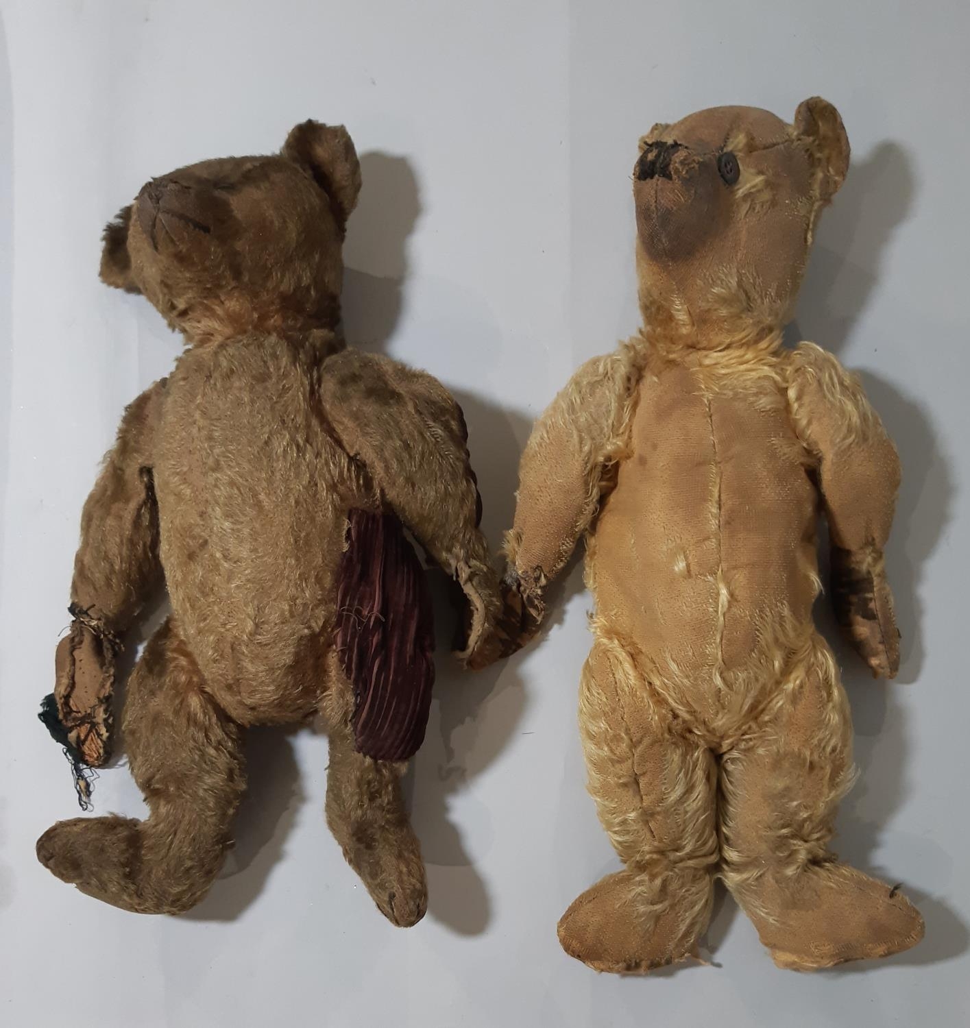 2 early 20th century teddy bears both with jointed body, pronounced muzzle and stitched nose - Image 5 of 7