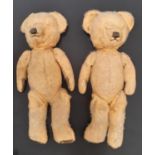 Pair of teddy bears century teddy bears for restoration, both with stitched nose and mouth, wood