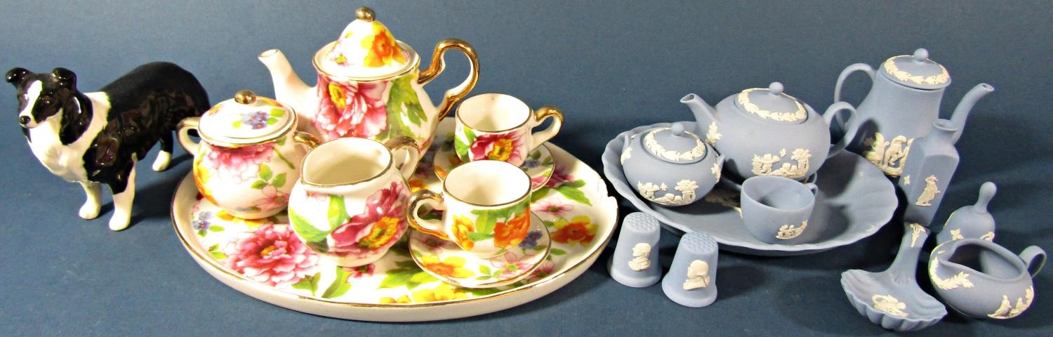 A large collection of miniature ceramics in a Victorian style including Wedgwood Jasperwares, - Image 2 of 2