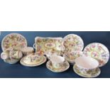 A collection of Copeland & Garrett Felspar porcelain tableware with printed and infilled chinoiserie