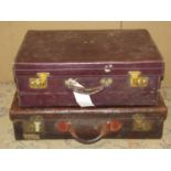 A Goldsmiths and Silversmiths Ltd leather vanity case with silk lined interior, (lacks fittings)
