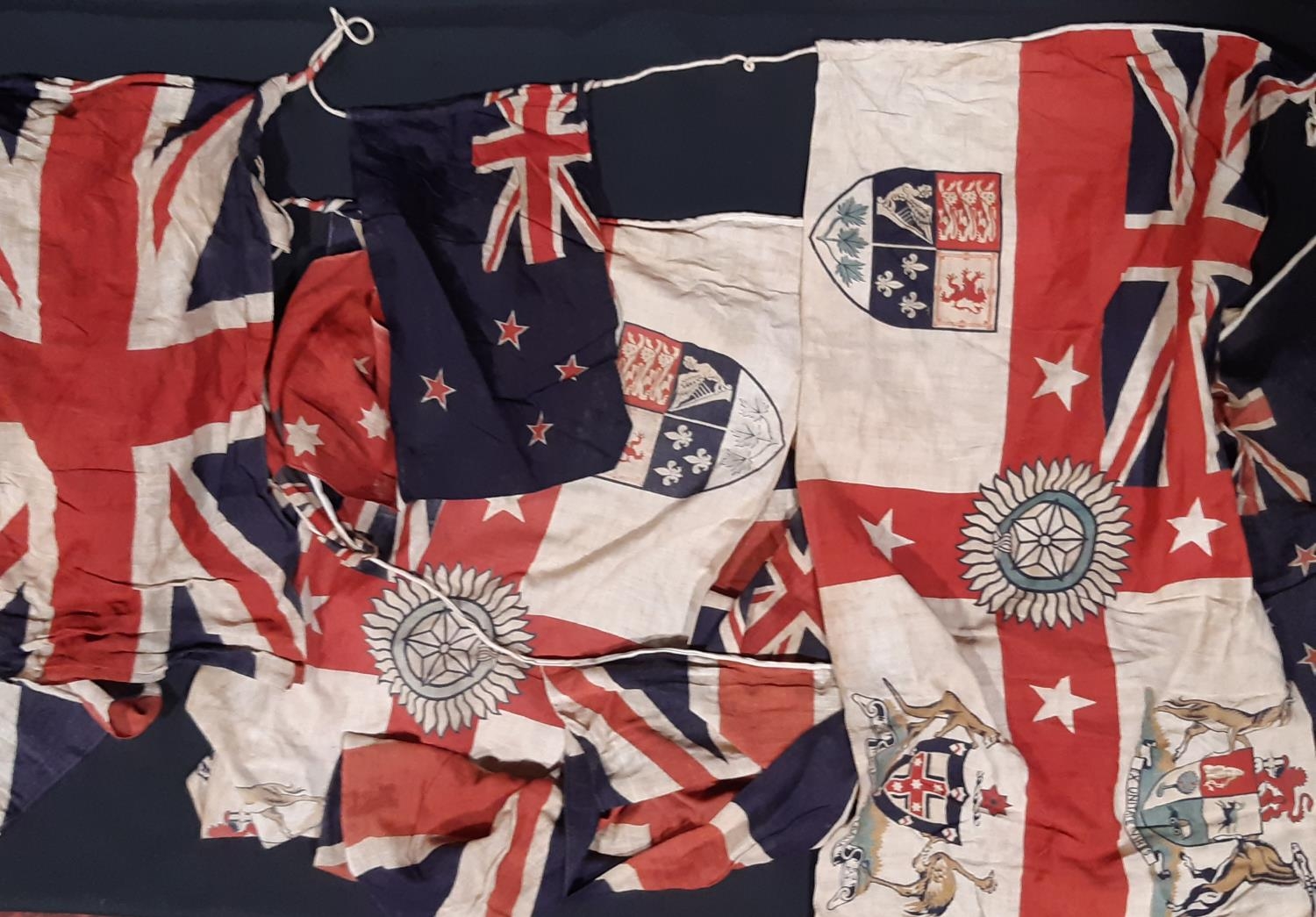 Vintage Empire Royal Standard Bunting, with emblems of Australia, South Africa, New Zealand, Canada, - Image 2 of 4