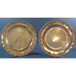 A pair of George III silver plates, with gadrooned scalloped edge, engraved with an earls coronet,