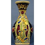 Moorcroft vase with square cut body and drawn trumpet neck dated 2010