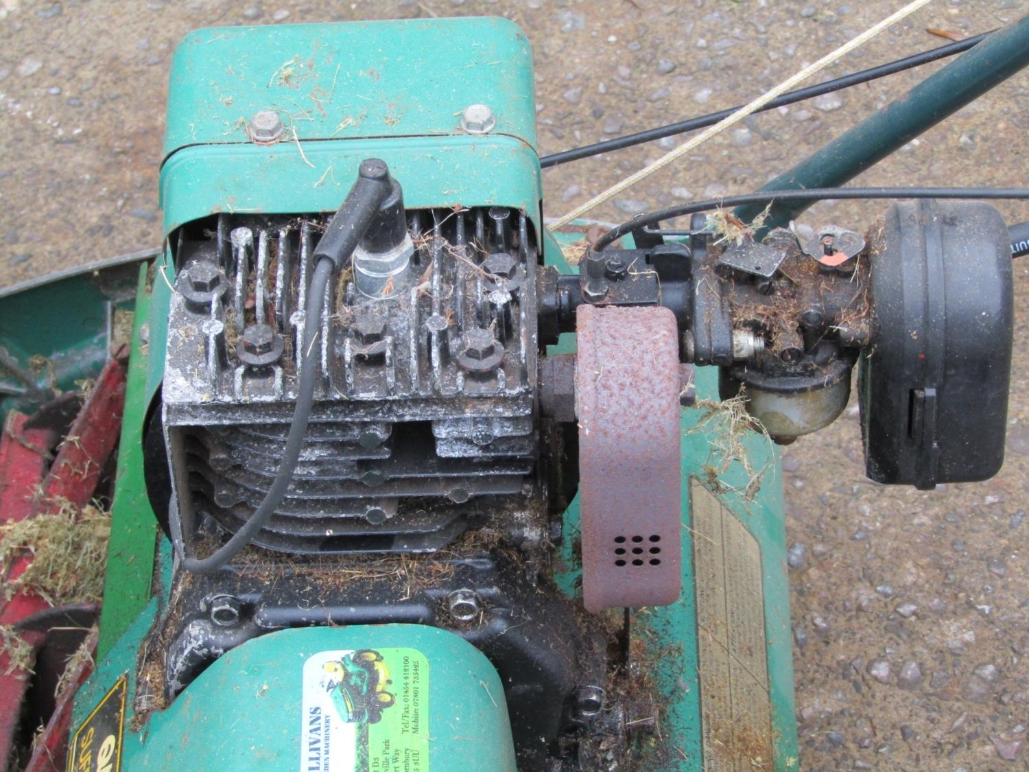 A Qualcast Suffolk Punch 43S petrol cylinder lawn mower and box - Image 3 of 3
