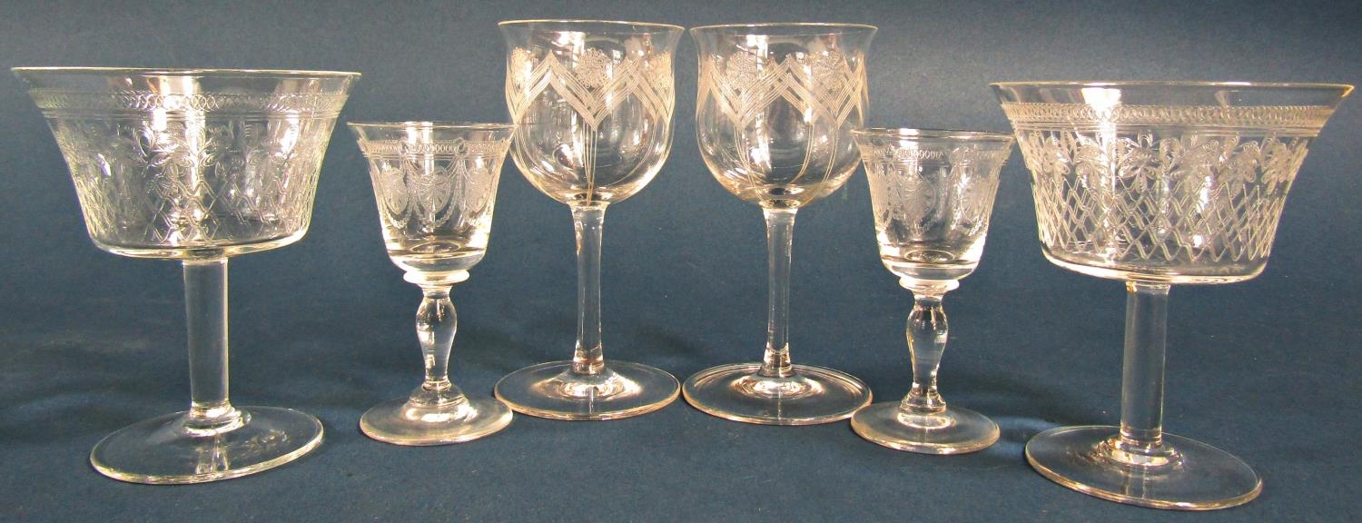 A quantity of very fine Victorian glasses, four gold rimmed Champagne bowls - Image 4 of 6