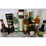 A mixed selection of alcohol including Glenfiddich Special reserve, Bacardi, Drambuie, Cointreau,