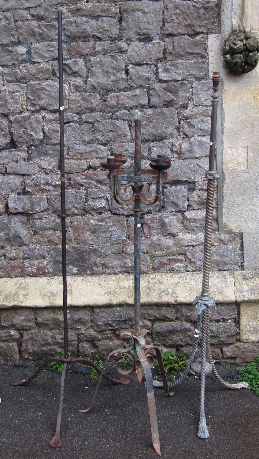 A Victorian cast brass telescopic oil lamp standard, (later converted to electricity) together