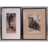 Two etchings by different artists: Andrew Fairbairn Affleck (1874/75-1935/36) - 'Doorway', signed in