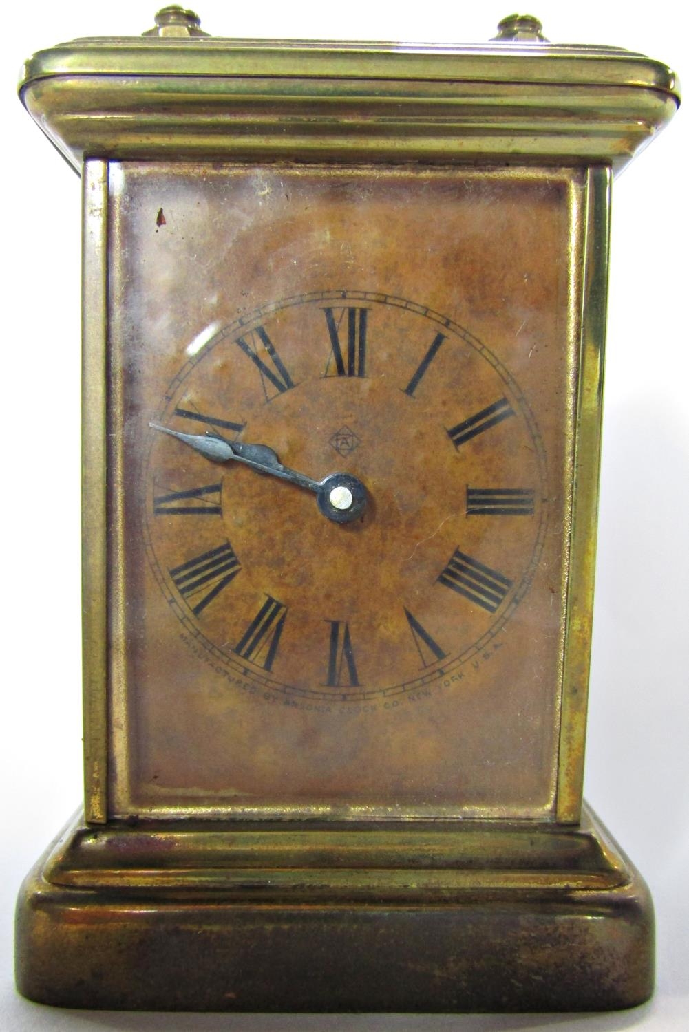 A small carriage clock with original leather travelling case, 9cm - Image 3 of 5
