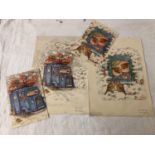 Kate Veale - Two original watercolours for Christmas Cards together with printed cards, approx. 28 x